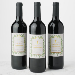 Étiquette Pour Bouteilles De Vin Confirmation Verdure Faux Gold Marble Botanique