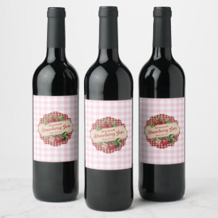 Étiquette Pour Bouteilles De Vin Confiture aux fraises