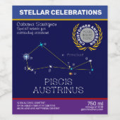 Étiquette Pour Bouteilles De Vin Constellation de l'hémisphère Sud Piscis Austrinus (Étiquettes simples)