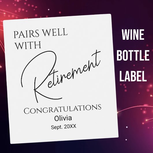 Étiquette Pour Bouteilles De Vin Convient Bien À La Retraite