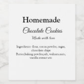 Étiquette Pour Bouteilles De Vin cookies au chocolat maison faits avec amour ajoute (Étiquettes simples)