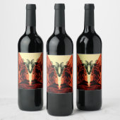 Étiquette Pour Bouteilles De Vin Cool collage moderne de Rome historique en rouge (Bouteilles)