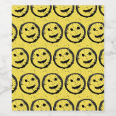 Étiquette Pour Bouteilles De Vin Cool Sardé Joyeux visage souriant motif jaune (Étiquettes simples)