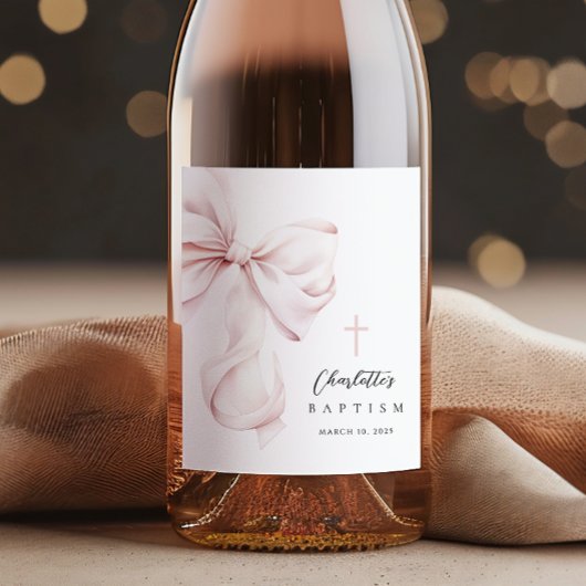 Étiquette Pour Bouteilles De Vin Coquette Bow Baptême