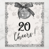 Étiquette Pour Bouteilles De Vin Coquette Disco Ball & Black Bow Cheval Anniversair (Étiquettes simples)