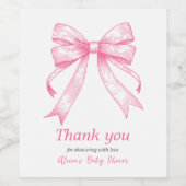 Étiquette Pour Bouteilles De Vin Coquette Pink Bow Retro Baby shower fille (Étiquettes simples)