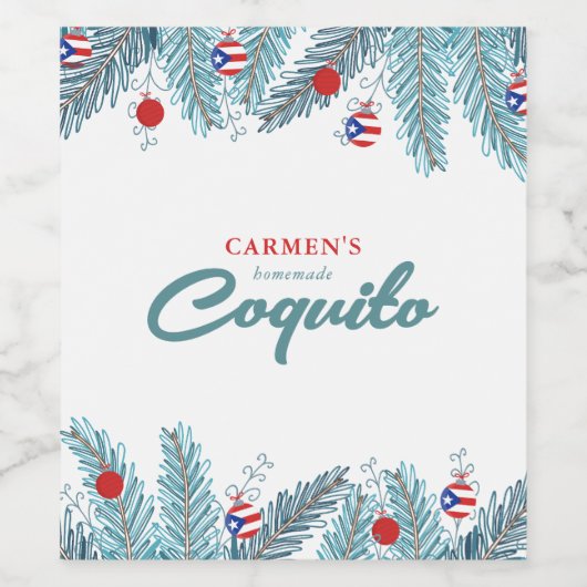 Étiquette Pour Bouteilles De Vin Coquito de Noël festif (Étiquettes simples)