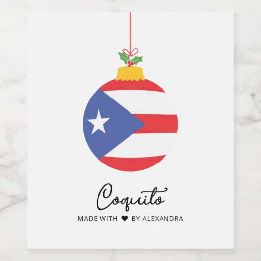 Étiquette Pour Bouteilles De Vin Coquito de noix de coco tropical Boisson de Noël (Étiquettes simples)