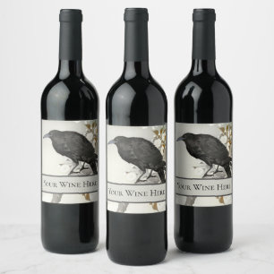 Étiquette Pour Bouteilles De Vin Corbeau Koson Oiseau Japonais Corbeau