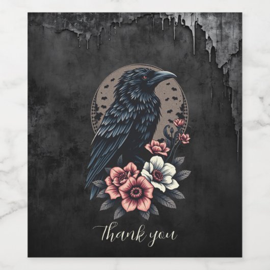 Étiquette Pour Bouteilles De Vin Corbeau noir (Étiquettes simples)