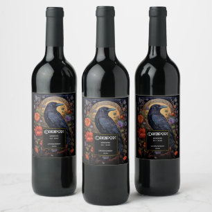 Étiquette Pour Bouteilles De Vin Corbeau noir - Vin gothique foncé