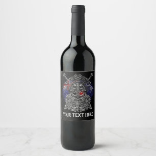 Étiquette Pour Bouteilles De Vin Corbeaux d'Odin épées Mythologie Viking drapeau Au