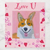 Étiquette Pour Bouteilles De Vin Corgi Dog Love U (Étiquettes simples)