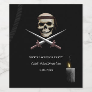 Étiquette Pour Bouteilles De Vin Corsair Pirate thème de la rover de mer Bachelor/A