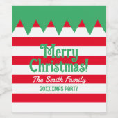 Étiquette Pour Bouteilles De Vin Costume de Noël rayé amusant personnalisé (Étiquettes simples)