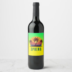 Étiquette Pour Bouteilles De Vin Coucher de soleil avec palmiers Vector