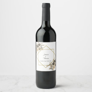 Étiquette Pour Bouteilles De Vin Couleurs de chute de cadre or Réception de mariage