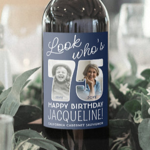 Étiquette Pour Bouteilles De Vin Couleurs DIY • Joyeux 75e Anniversaire 2 Photos