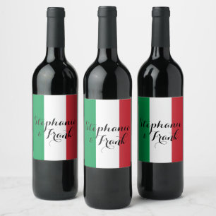Étiquette Pour Bouteilles De Vin Couleurs du drapeau italien pour un mariage
