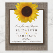 Étiquette Pour Bouteilles De Vin Country Rustic Tournesol & Mariage Burlap (Étiquettes simples)