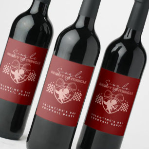 Étiquette Pour Bouteilles De Vin Coupe de la Saint-Valentin Cupidon Rouge pour Céli