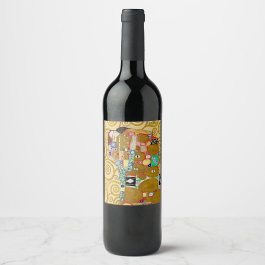 Étiquette Pour Bouteilles De Vin Couple de Gustav Klimt Fulfillment Nouveau (Devant)