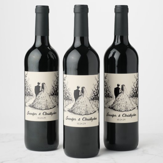 Étiquette Pour Bouteilles De Vin Couple de vignerons (Bouteilles)