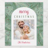 Étiquette Pour Bouteilles De Vin couple Photo Joyeux Noël (Étiquettes simples)