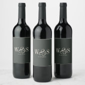 Étiquette Pour Bouteilles De Vin Couples de mariage initial élégant ébène (Bouteilles)
