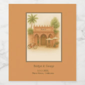 Étiquette Pour Bouteilles De Vin Cour indienne Destination mariage évasion (Étiquettes simples)