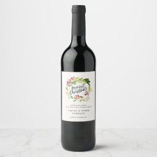 Étiquette Pour Bouteilles De Vin Couronne botanique moderne joyeux noël d'entrepris