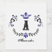 Étiquette Pour Bouteilles De Vin Couronne couronne Un Mariage Monogramme (Étiquettes simples)