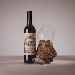 Étiquette Pour Bouteilles De Vin Couronne d'automne Kraft rustique pour l'Action de