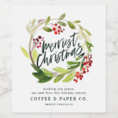 Étiquette Pour Bouteilles De Vin Couronne de feuillage aquarelle moderne chic d'ent (Étiquettes simples)