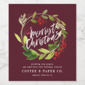 Étiquette Pour Bouteilles De Vin Couronne de feuillage moderne aquarelle chic d'ent (Étiquettes simples)
