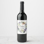 Étiquette Pour Bouteilles De Vin Couronne de Fleurs Mariage (Devant)