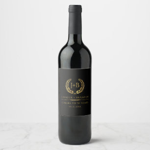 Étiquette Pour Bouteilles De Vin Couronne de laurier dorée élégante pour 50 ans