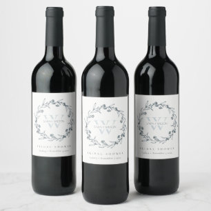 Étiquette Pour Bouteilles De Vin Couronne de laurier florale chic pour douche de ma