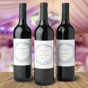 Étiquette Pour Bouteilles De Vin Couronne de mariage élégante aquarelle lavande vio