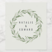 Étiquette Pour Bouteilles De Vin Couronne de mariage moderne à l'aquarelle olive sa (Étiquettes simples)
