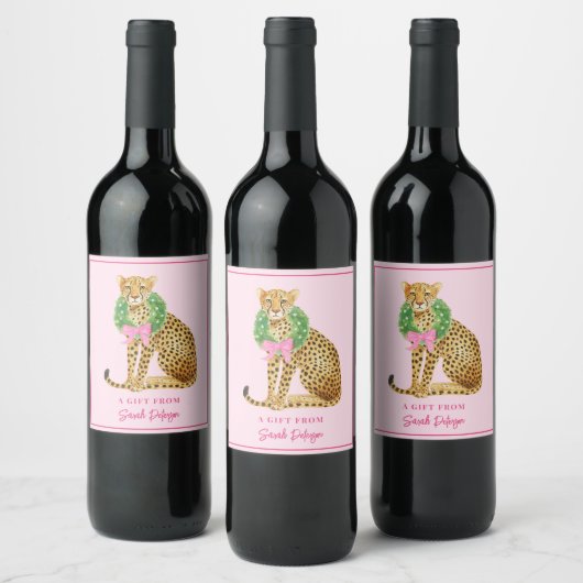 Étiquette Pour Bouteilles De Vin Couronne de Noël Léopard (Bouteilles)