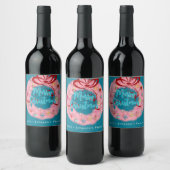 Étiquette Pour Bouteilles De Vin Couronne de Noël rose rétro (Bouteilles)
