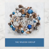 Étiquette Pour Bouteilles De Vin Couronne de pin chic Cadeau de Noël pour entrepris (Étiquettes simples)