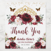 Étiquette Pour Bouteilles De Vin Couronne de princesse florale Burgundy Blush pour (Étiquettes simples)