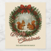 Étiquette Pour Bouteilles De Vin Couronne De Vacances Anglaise Rétro Avec De Mignon (Étiquettes simples)