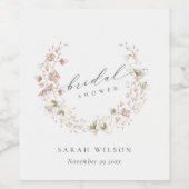 Étiquette Pour Bouteilles De Vin Couronne florale de mariage champêtre blanc rosé (Étiquettes simples)