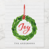 Étiquette Pour Bouteilles De Vin Couronne Joyeuse De Vacances Peinte À La Main (Étiquettes simples)