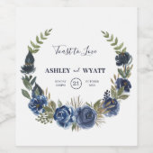 Étiquette Pour Bouteilles De Vin Couronne Rose bleue (Étiquettes simples)