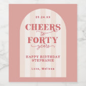 Étiquette Pour Bouteilles De Vin Coutume rose à quarante ans 40e anniversaire (Étiquettes simples)