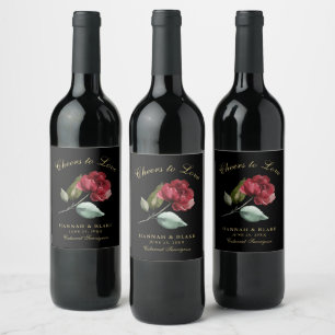 Étiquette Pour Bouteilles De Vin Coutume Rose rouge encourage à l'amour